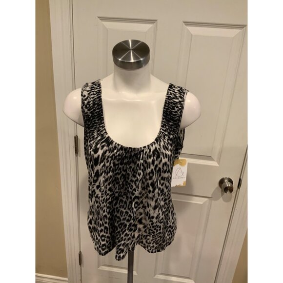 Elie Tahari Black & Gray Leopard Print Tank Top, Size Small - Picture 1 of 5